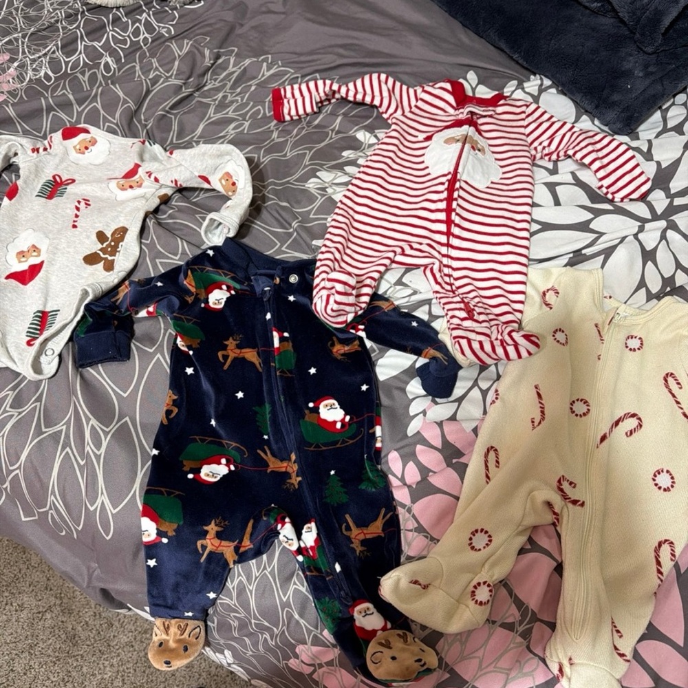 Carter's Festive Footies Set - Red, Cream, Navy, Gray
